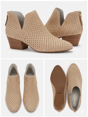 Kenneth Cole Tan Perforated Cutout Ankle Booties